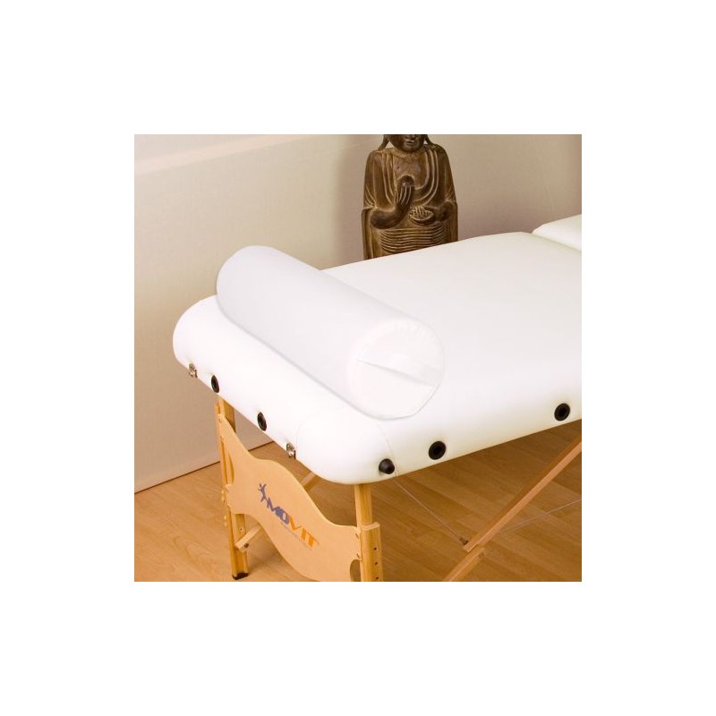 Vankúš pre masážny stôl biely kožený 68 cm valec