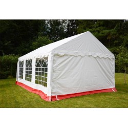 Záhradný stan - biela / červená, 4 x 6 m