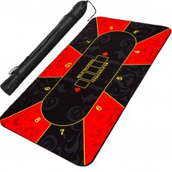 Skladacia pokerová podložka, červená/čierna, 160 x 80 cm