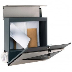 Poštová schránka s priehradkou na noviny, strieborná,2 kľúče