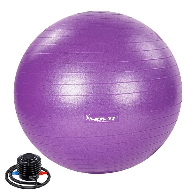 MOVIT Gymnastická lopta s nožnou pumpou, 65 cm, fialová
