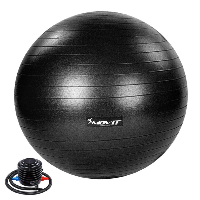 MOVIT Gymnastická lopta s nožnou pumpou, 55 cm, čierna