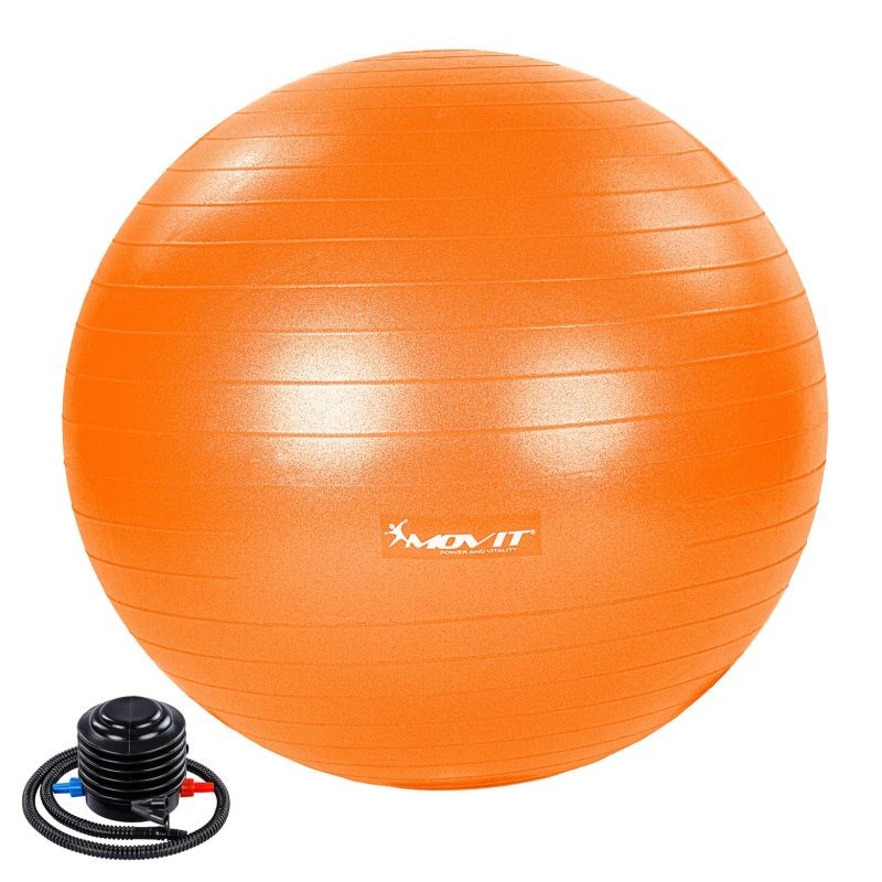 MOVIT Gymnastická lopta s nožnou pumpou, 55 cm, oranžová