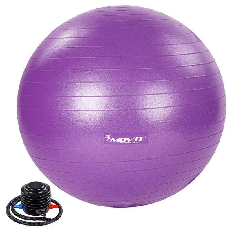 MOVIT Gymnastická lopta s nožnou pumpou, 85 cm, fialová
