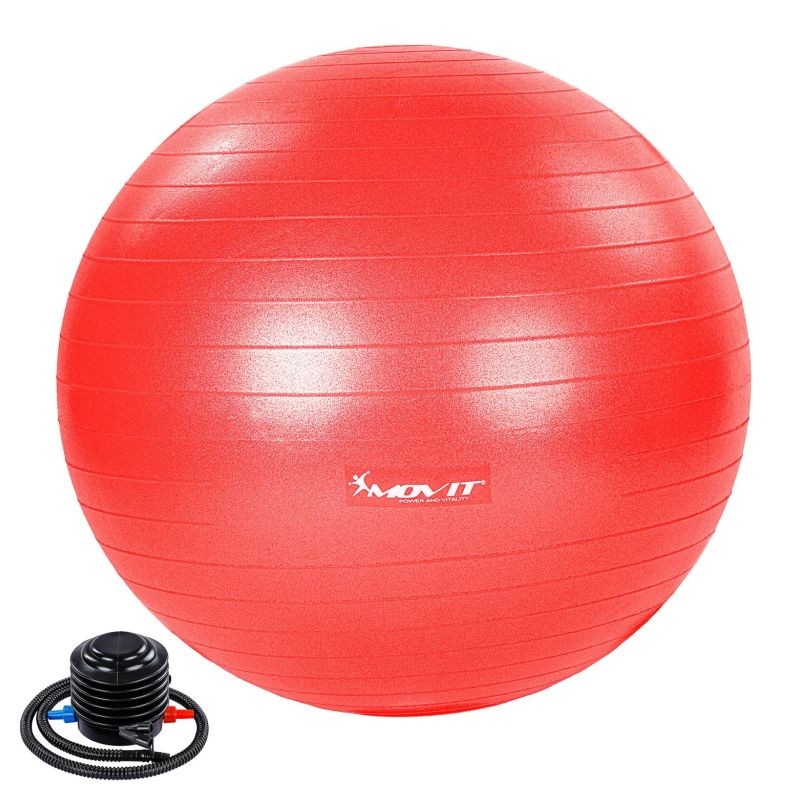 MOVIT Gymnastická lopta s nožnou pumpou, 65 cm, červená