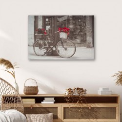 Nástenná maľba bicykel s vianočnou hviezdou, 40 x 60 cm