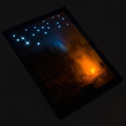 Nástenná maľba horské jazero, 2 LED + 20 LED, 30 x 40 cm