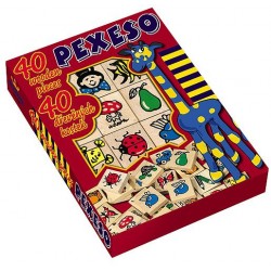 Pexeso dřevo společenská hra 40ks v krabici 17x25x2cm