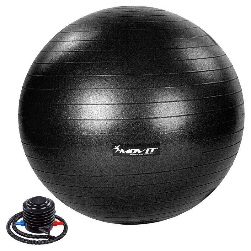 MOVIT Gymnastická lopta s nožnou pumpou, 85 cm, čierna
