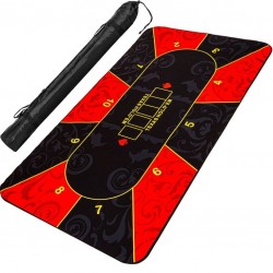 Skladacia pokerová podložka, červená/čierna, 200 x 90 cm