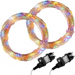 Sada 2 kusov svetelných drôtov 50 LED - farebná