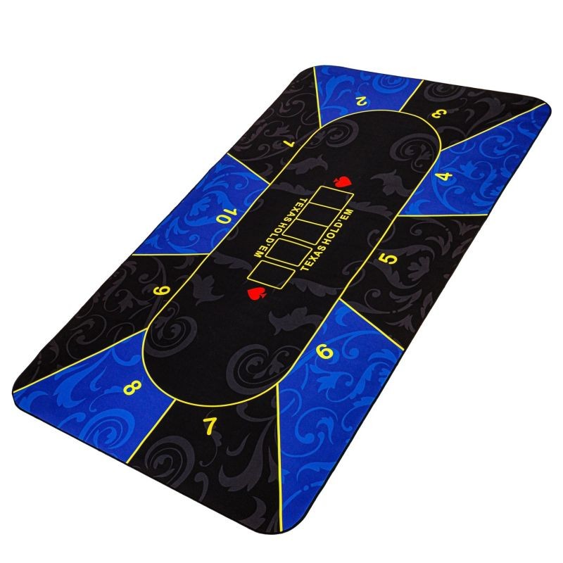 Skladacia pokerová podložka, modrá/čierna, 160 x 80 cm