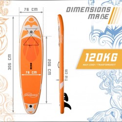 Nafukovací paddleboard 305 cm oranžový + příslušenstvo