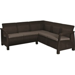 Rohová sofa CORFU RELAX - hnedá + sivohnedé podušky