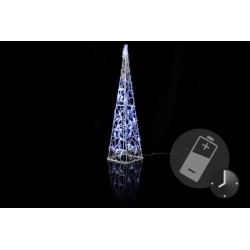 Vianočný akrylový ihlan 60 cm - studeno biely, na batérie