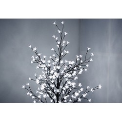 Dekoratívny LED strom s kvetmi - 1,5 m, studeno biela