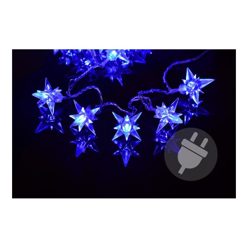 Vianočné LED osvetlenie - modré hviezdy, 4 m