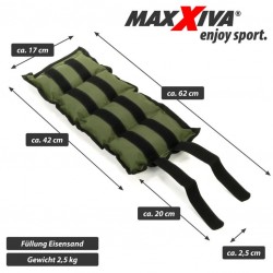 MAXXIVA záťažové manžety, 2 x 2,5 kg, zelená