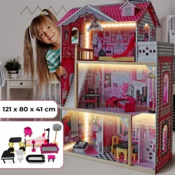 Infantastic veľký drevený domček pre bábiky s osvetlením