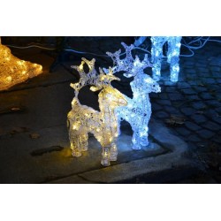 Svetelná dekorácia vianočný sob - 100 cm, studeno biely