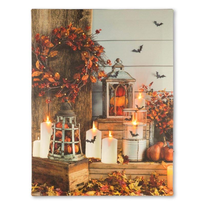 Nástenná maľba jesenné listie, 5 LED, 30 x 40 cm