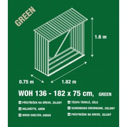 Prístrešok na drevo G21 - 136 x 182 x 75 cm, zelený