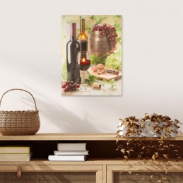 Nástenná maľba víno, 2 LED, 30 x 40 cm