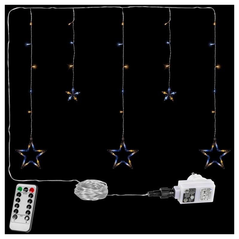 Vianočná reťaz - hviezdy - 61 LED teple/studeno biela