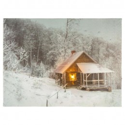 Nástenná maľba Zimný dom, 1 LED, 30 x 40 cm