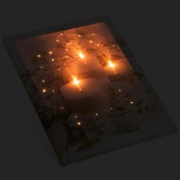 Nástenná maľba Horiace sviečky, 3 LED, 30 x 40 cm