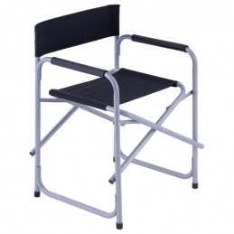 Skladacia kempingová stolička, oceľová, čierna, 73 cm