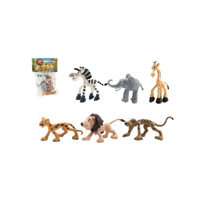 Zvieratká safari ZOO plast 9-10 cm, 6 ks v sáčku