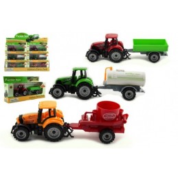 Traktor s prívesom plast / kov, 19 cm