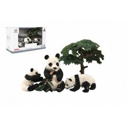 Zvieratká safari ZOO panda 10 cm, plast, 4 ks