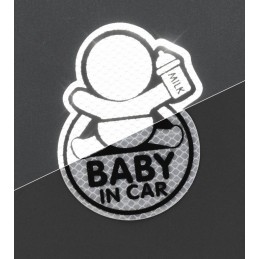 Samolepka reflexná Baby in car - strieborná