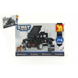 Stavebnice Dromader SWAT Policie Auto 216ks v krabici 32x21x5cm