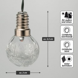 Solárna svetelná reťaz 10 LED, 345 cm, teple biela / farebná