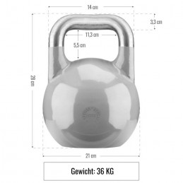 Gorilla Sports Súťažný kettlebell, sivý, 36 kg