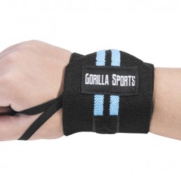 Gorilla Sports Bandáž na zápästie, čierna/modrá, 2 ks