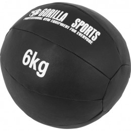 Gorilla Sports Kožený medicinbal, 6 kg, čierny