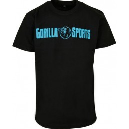 Gorilla Sports Športové tričko, čierno/neónovo tyrkysová, M