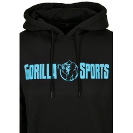 Gorilla Sports Mikina s kapucňou, čierna/neónovo tyrkysová, 2XL