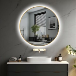 IREDA Kúpeľňové zrkadlo s LED osvetlením, zlatý rám, 60 cm