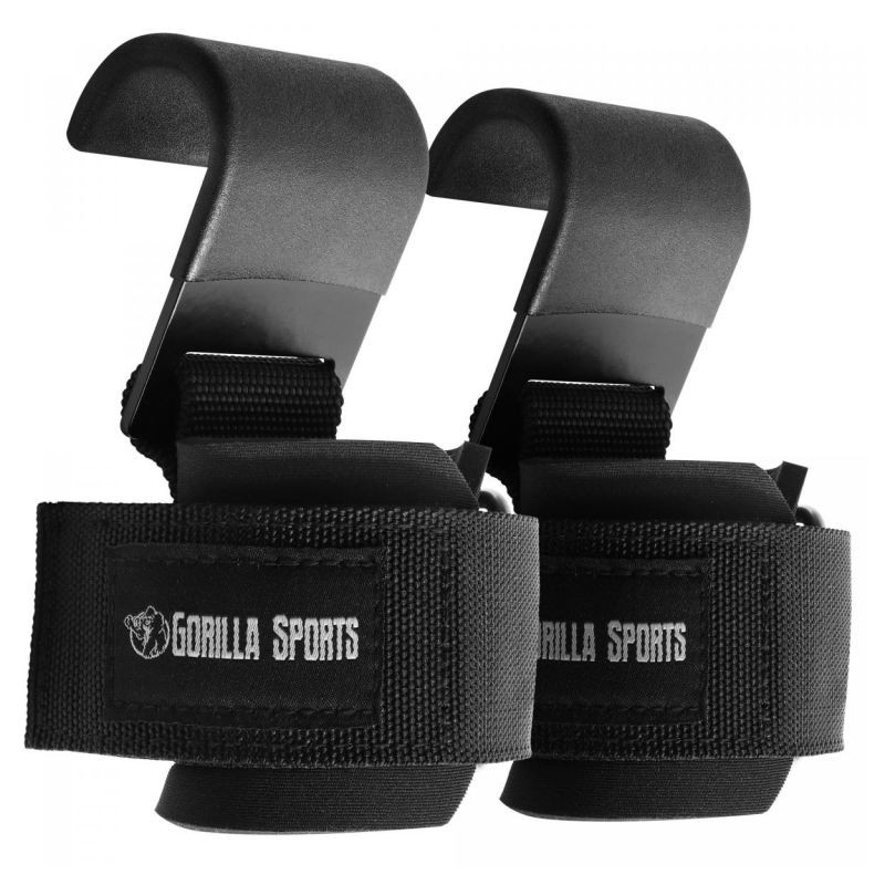 Gorilla Sports Posilňovacie háky súprava 2 ks čierna/biela