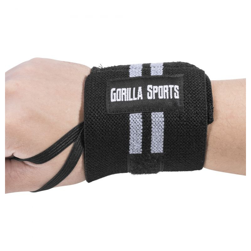 Gorilla Sports Bandáž na zápästie, čierna/sivá, 2 ks