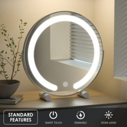 Ireda Stolné LED zrkadlo s dotykovým ovládaním, 30x30 cm
