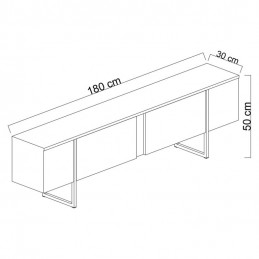 Televízny stolík LUXE, 180 x 30 x 50 cm, biely